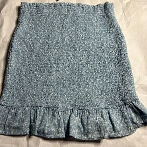 Abercrombie‎ & Fitch Mini Skirt Blue Floral Ruffle Hem Womens Small Cottage